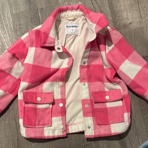Old Navy Kids Pink and White Plaid Jacket